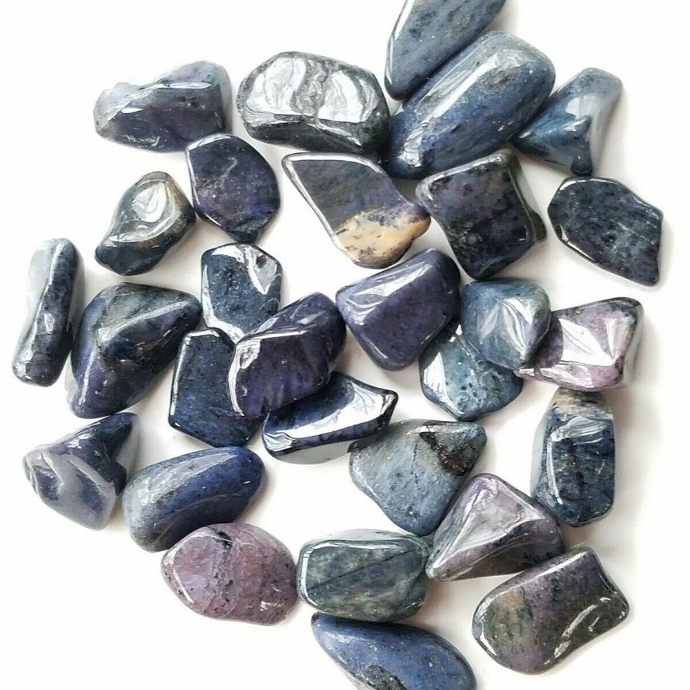 1 lb Tumbled Dumortierite Blue Moon Denim Quartz 80-100 Stones Gem Rock Specimen - Picture 5 of 6